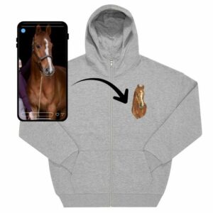 Rozpinana bluza oversize z haftem portretu Twojego konia